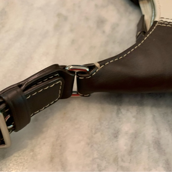 Coach Hobo Bag - Beige/Gray and Dark Brown Trim with Buckle and Silver Hardware. - Picture 6 of 9